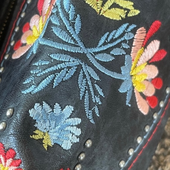 LANE Knee High Black Embroidered
Studded Boots - Picture 6 of 11